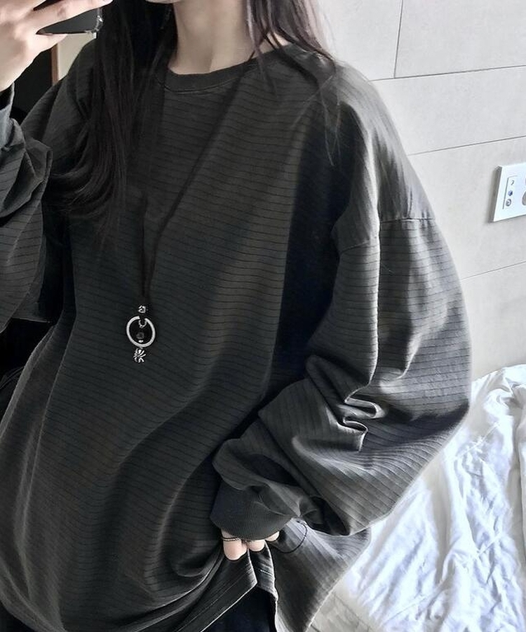 ピグメントストライプTシャツ CHARCOAL