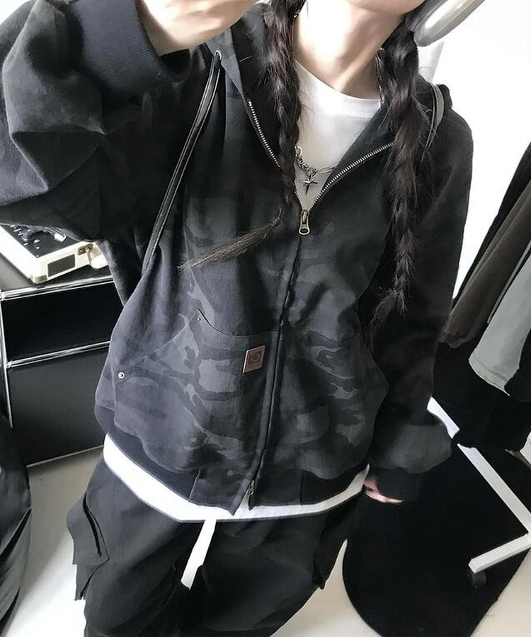 リベットカモパーカージップアップ NAVY