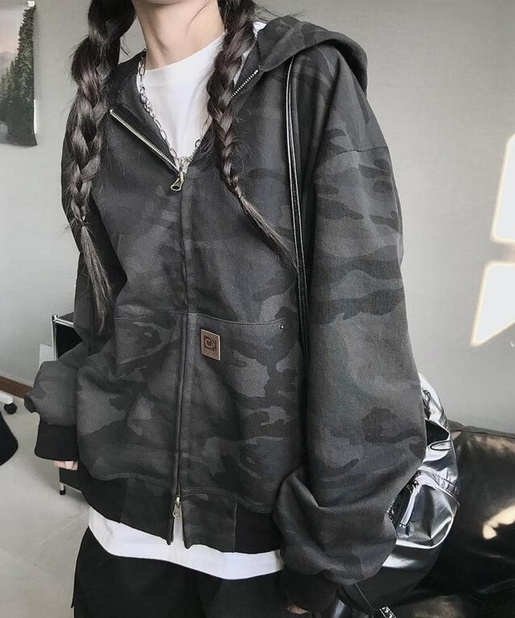 リベットカモパーカージップアップ NAVY