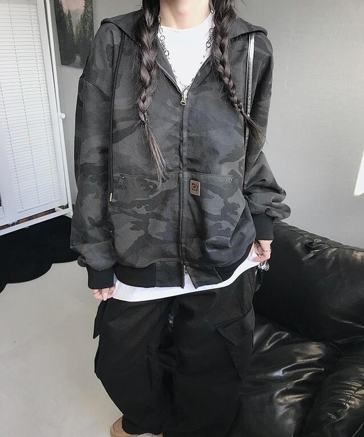 リベットカモパーカージップアップ NAVY