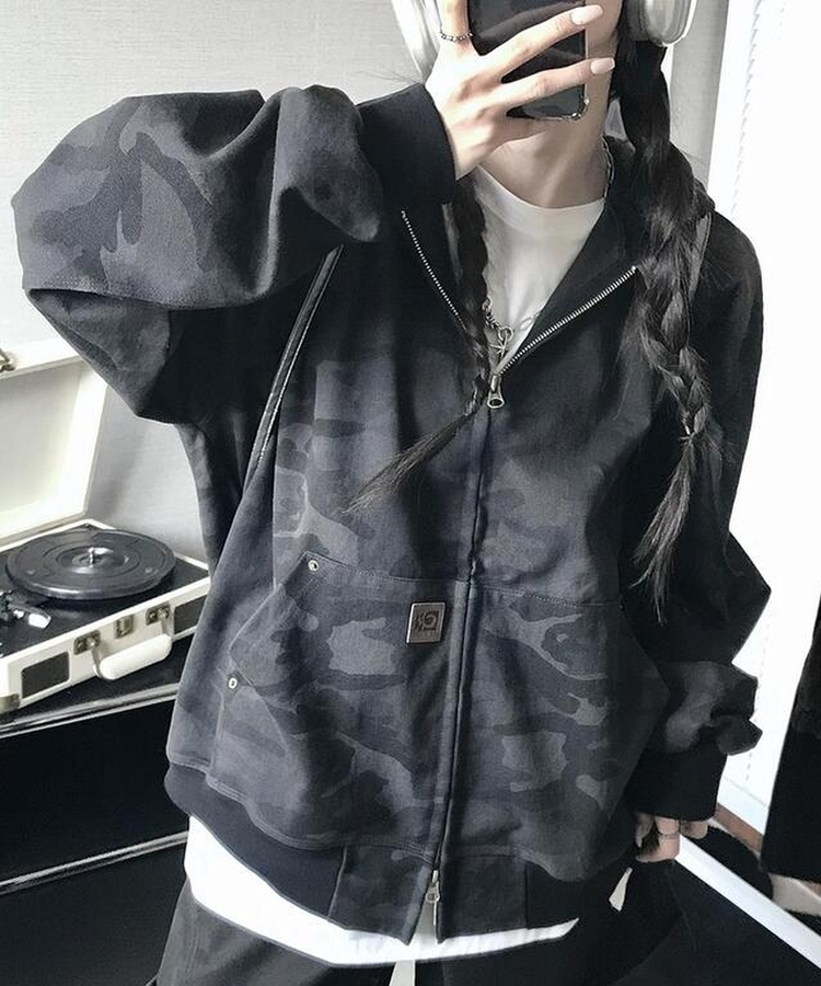 リベットカモパーカージップアップ NAVY
