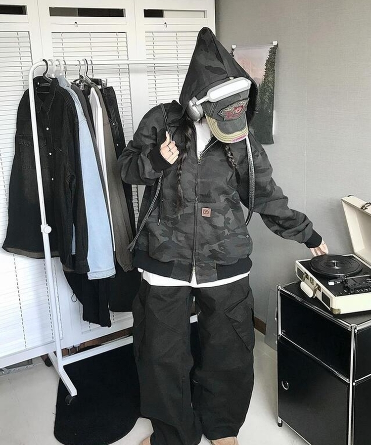 リベットカモパーカージップアップ NAVY