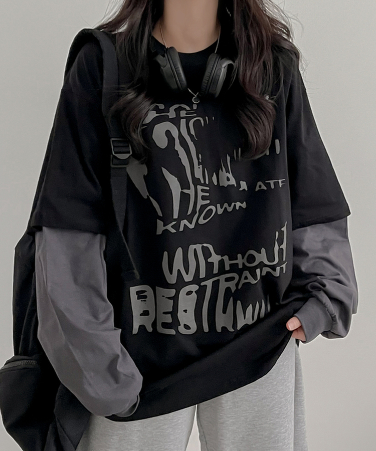 レイヤード長袖Tシャツ BLACK