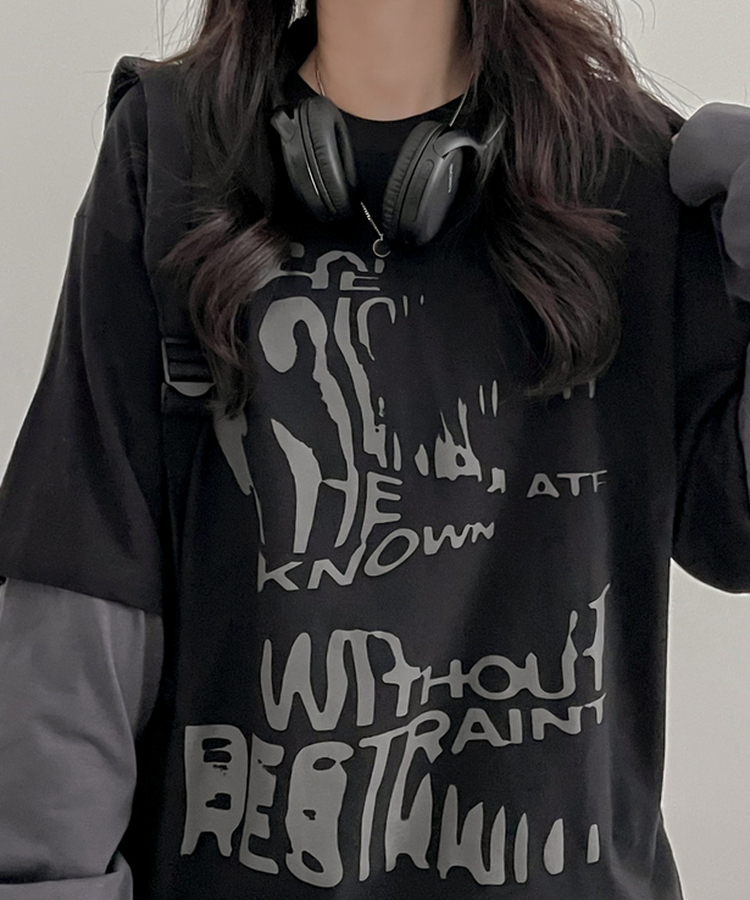 レイヤード長袖Tシャツ BLACK
