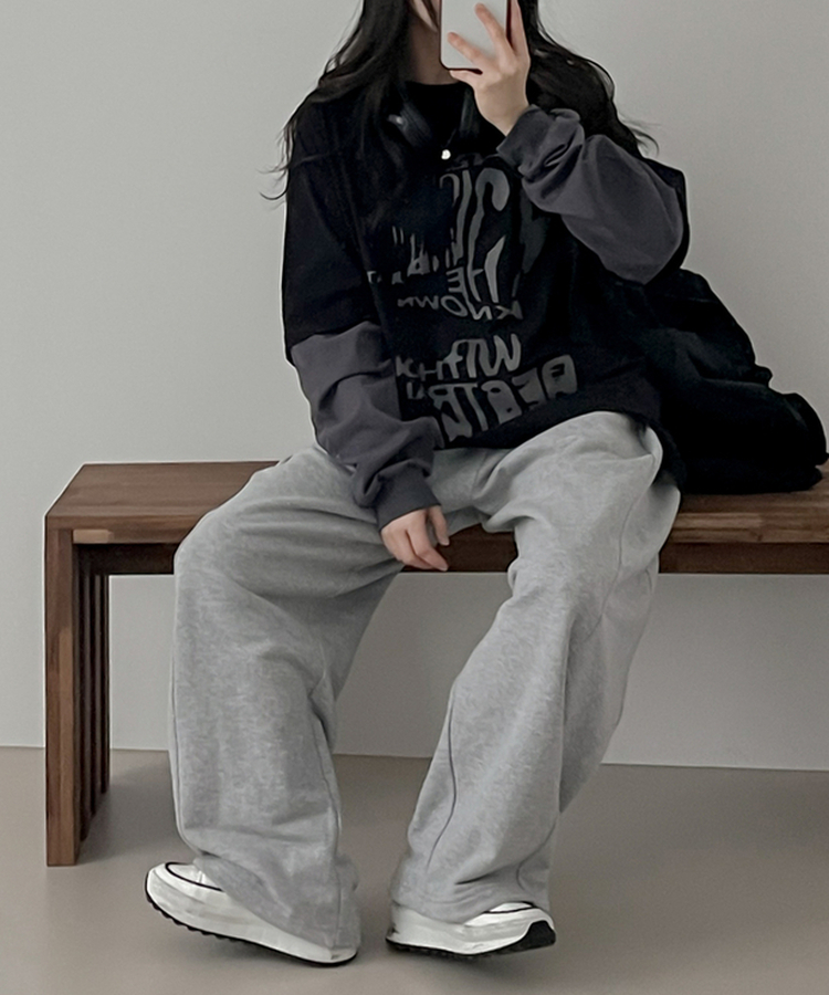レイヤード長袖Tシャツ BLACK