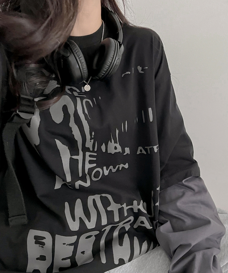 レイヤード長袖Tシャツ BLACK
