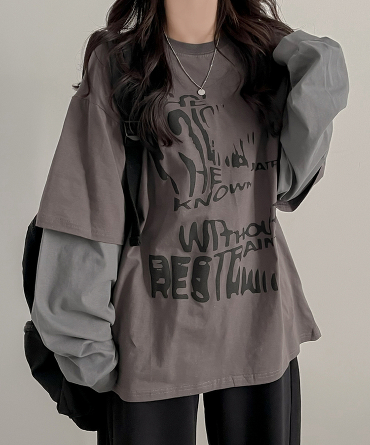 レイヤード長袖Tシャツ CHARCOAL