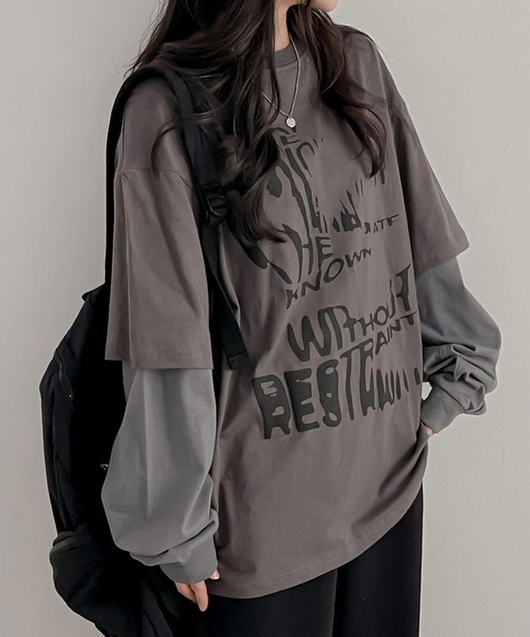 レイヤード長袖Tシャツ CHARCOAL