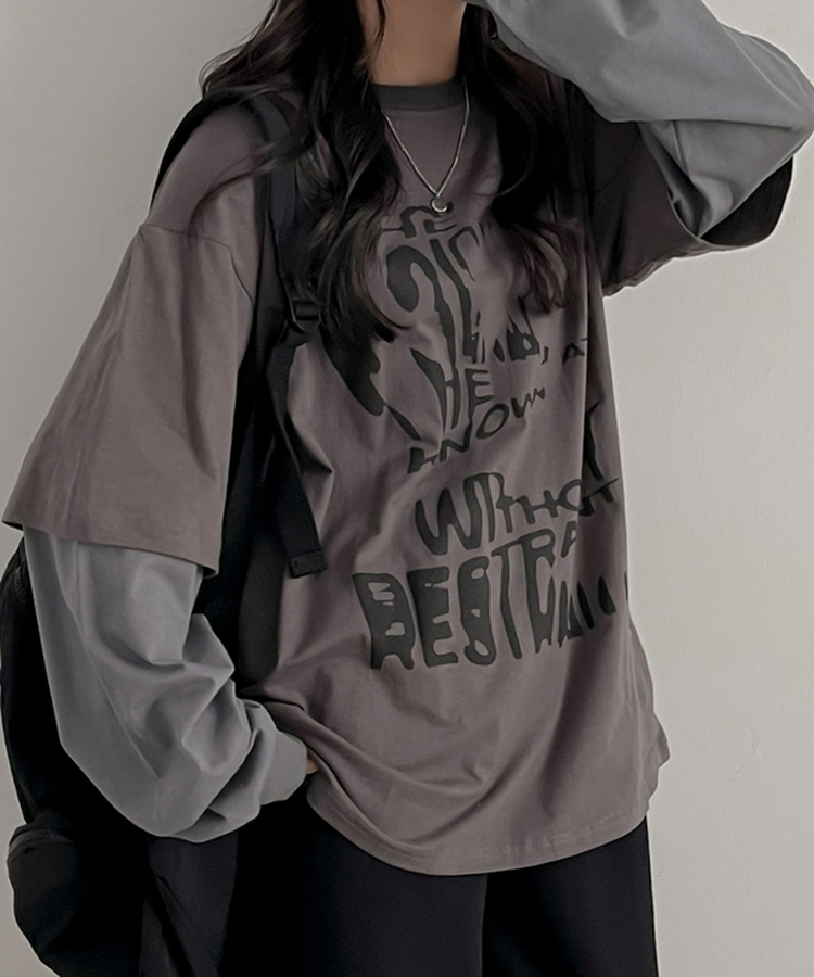 レイヤード長袖Tシャツ CHARCOAL