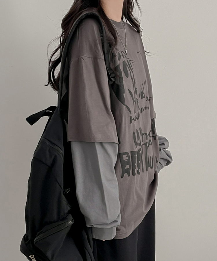 レイヤード長袖Tシャツ CHARCOAL