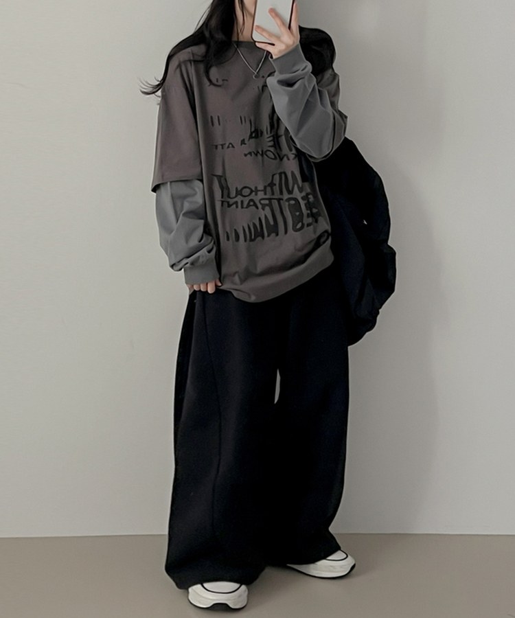 レイヤード長袖Tシャツ CHARCOAL