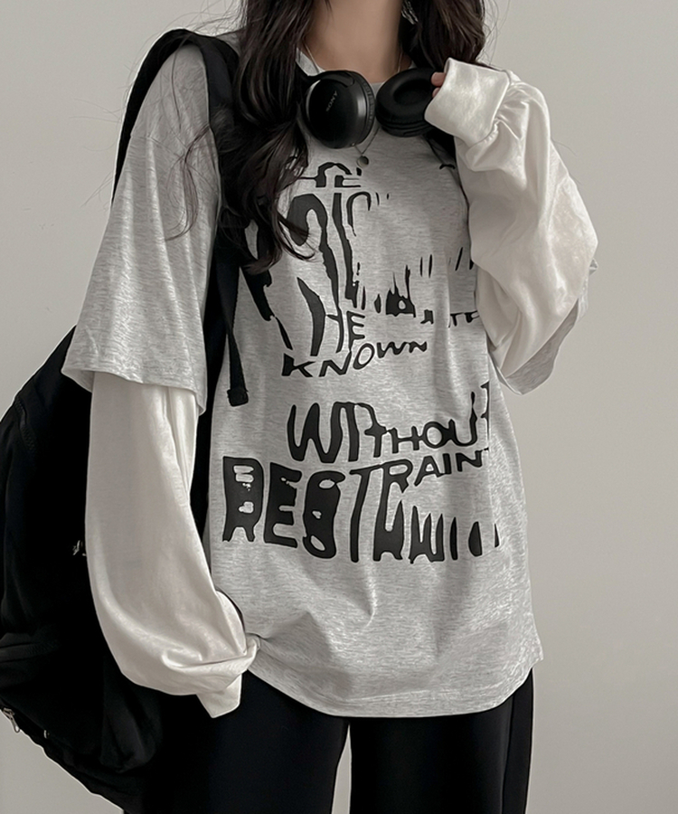 レイヤード長袖Tシャツ WHITE OATMEAL