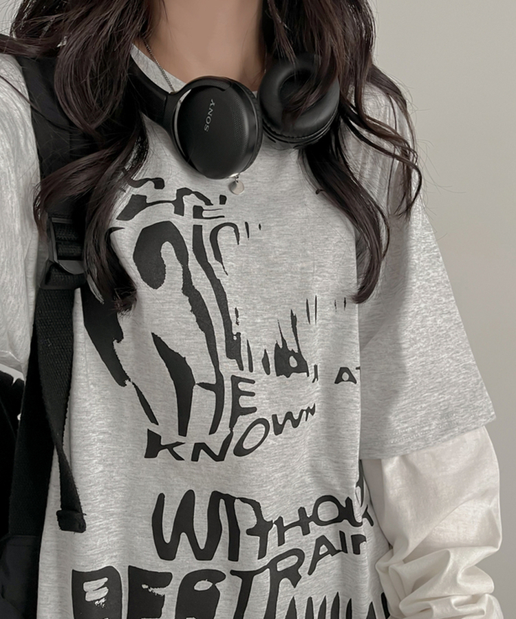 レイヤード長袖Tシャツ WHITE OATMEAL