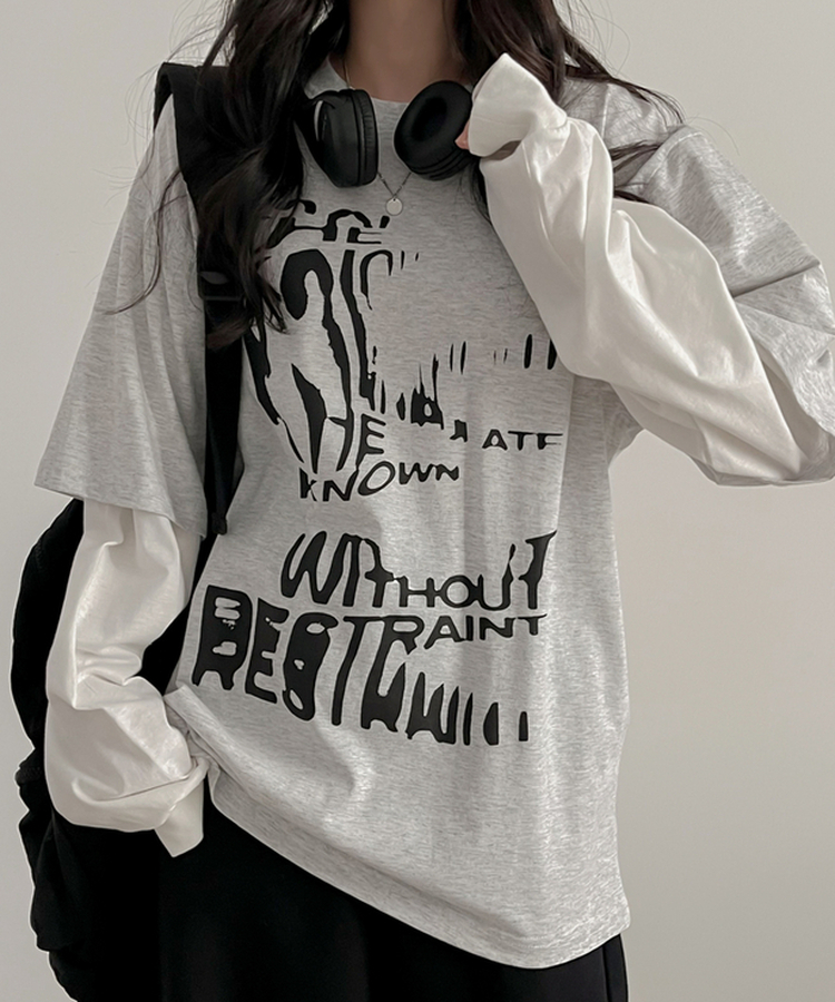 レイヤード長袖Tシャツ WHITE OATMEAL