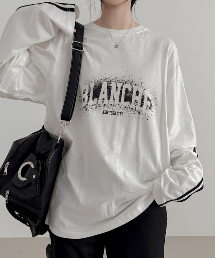 バランレイヤードトラックライン長袖Tシャツ IVORY