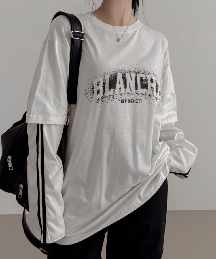 バランレイヤードトラックライン長袖Tシャツ IVORY