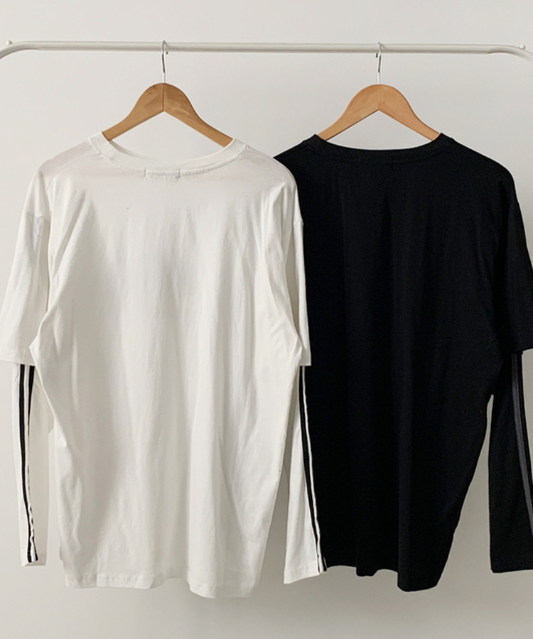 バランレイヤードトラックライン長袖Tシャツ