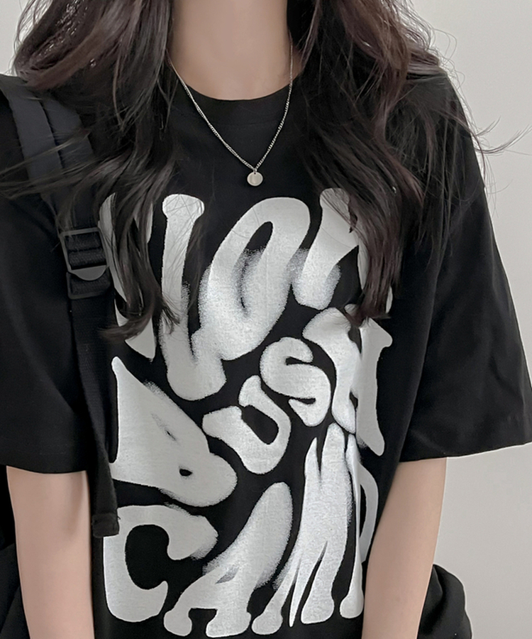 スローレタリング半袖Tシャツ BLACK