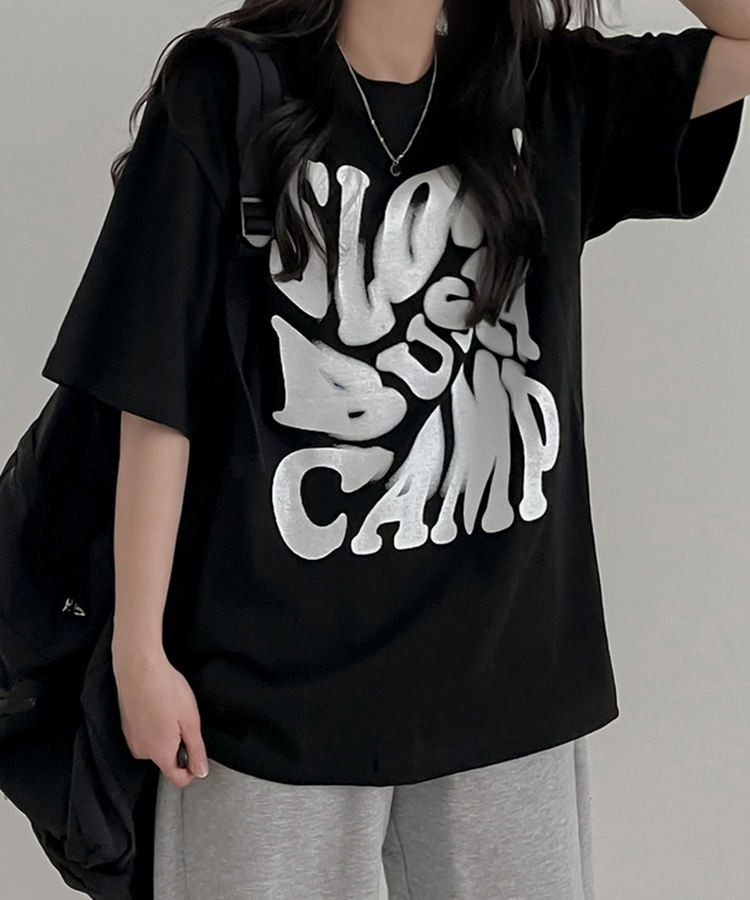 スローレタリング半袖Tシャツ BLACK