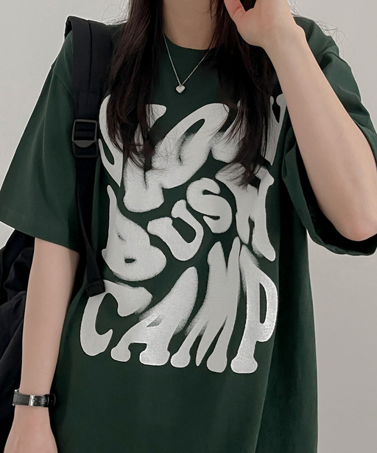 スローレタリング半袖Tシャツ GREEN
