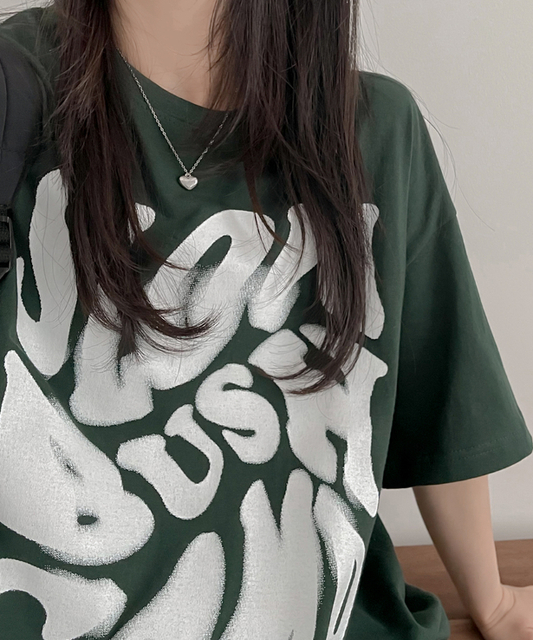 スローレタリング半袖Tシャツ GREEN