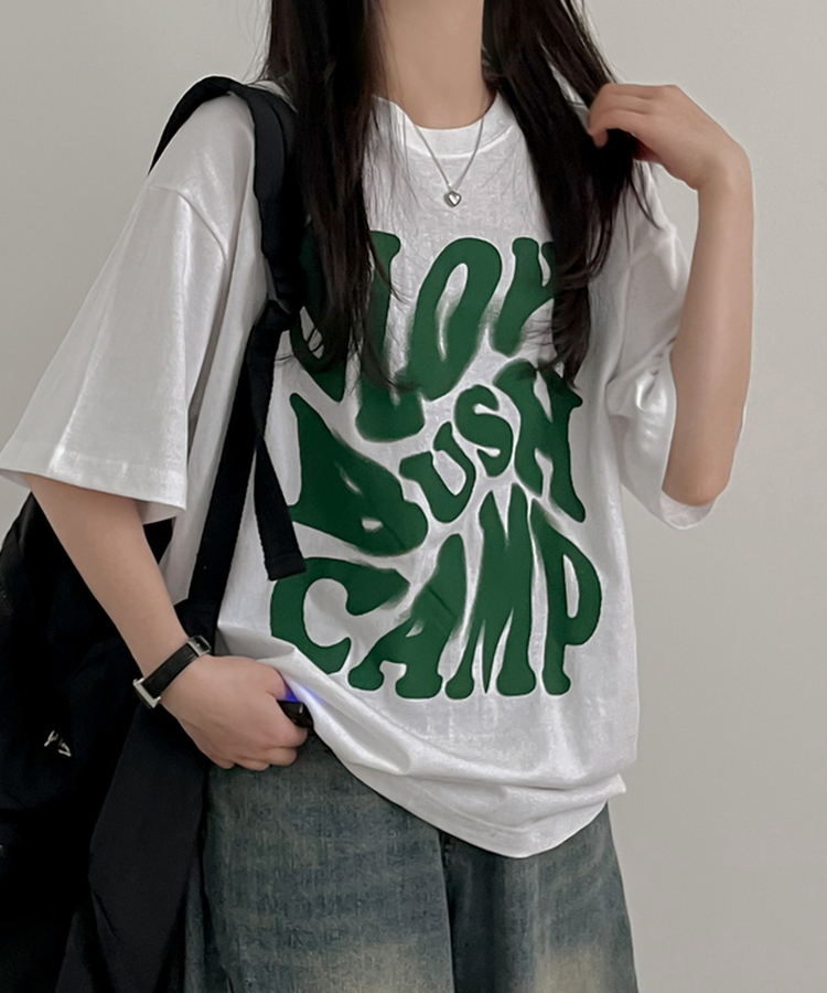 スローレタリング半袖Tシャツ WHITE