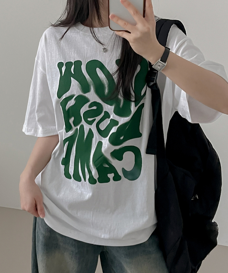スローレタリング半袖Tシャツ WHITE