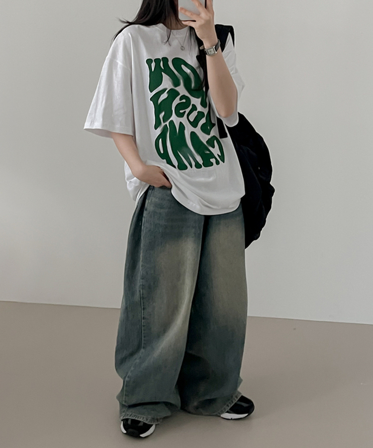 スローレタリング半袖Tシャツ WHITE