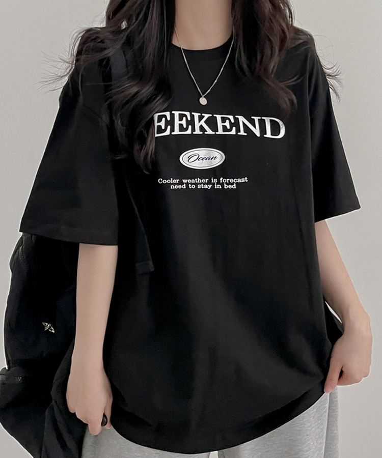 ステイレタリング半袖Tシャツ BLACK