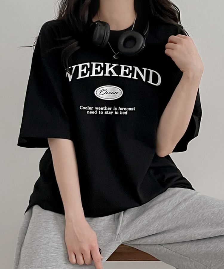 ステイレタリング半袖Tシャツ BLACK
