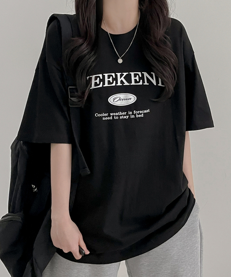 ステイレタリング半袖Tシャツ BLACK