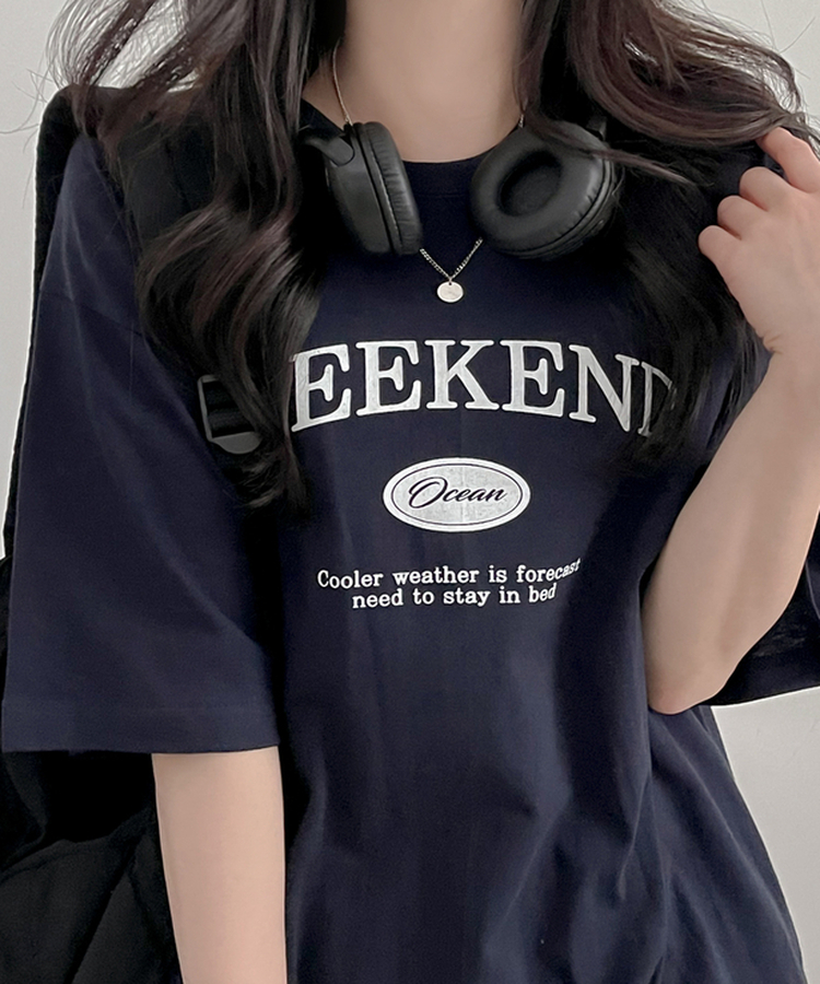 ステイレタリング半袖Tシャツ NAVY