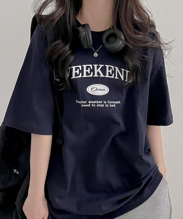 ステイレタリング半袖Tシャツ NAVY