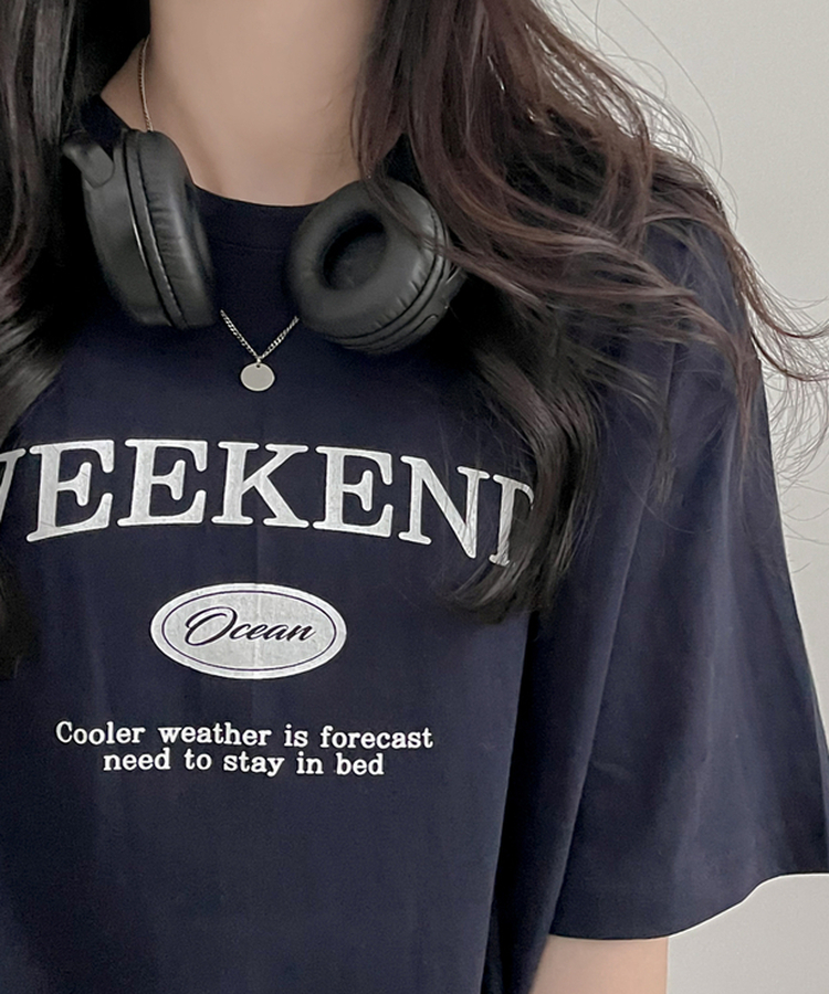 ステイレタリング半袖Tシャツ NAVY