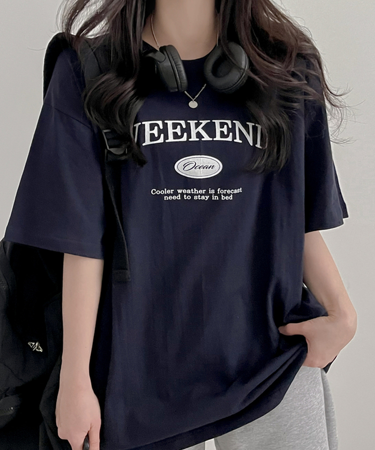ステイレタリング半袖Tシャツ NAVY
