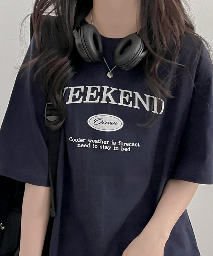ステイレタリング半袖Tシャツ NAVY
