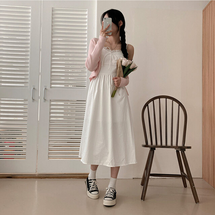 リボンフリルワンピース WHITE