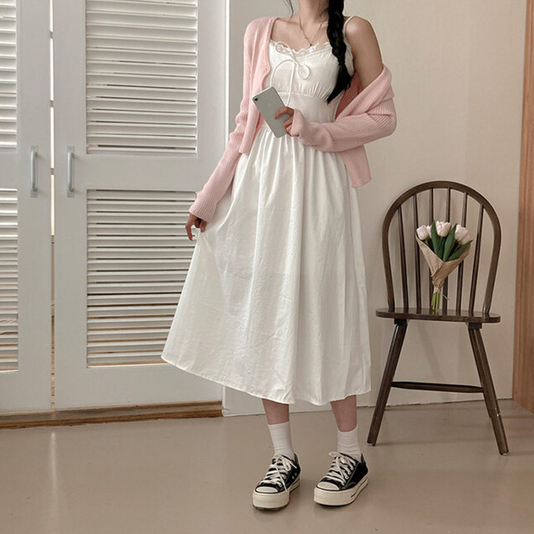 リボンフリルワンピース WHITE