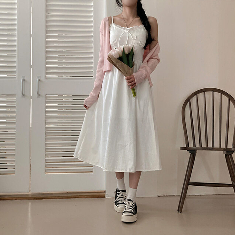 リボンフリルワンピース WHITE