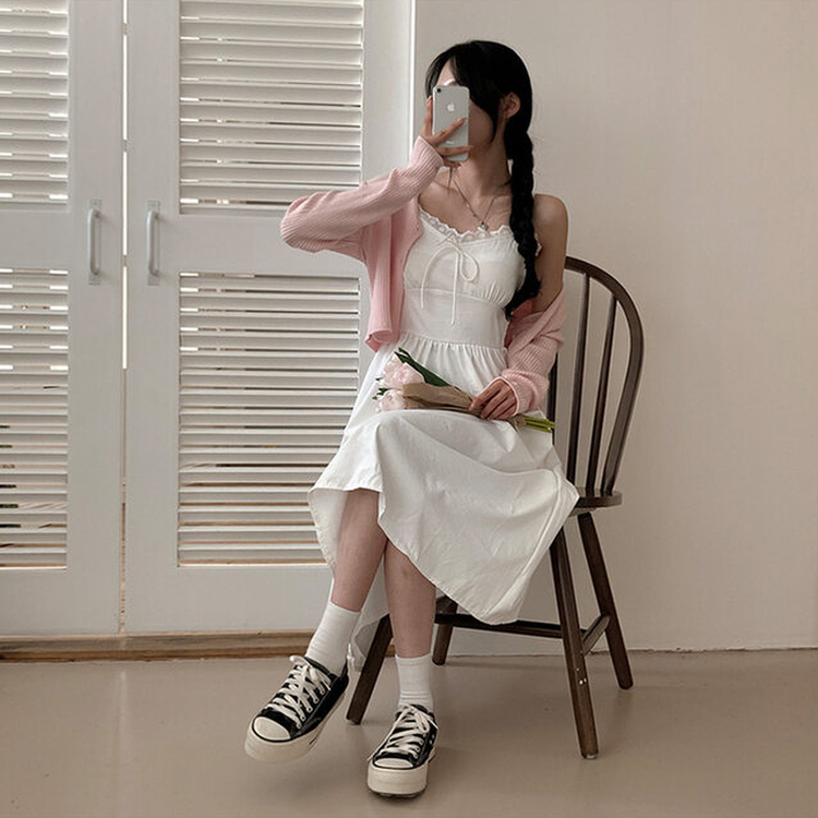 リボンフリルワンピース WHITE