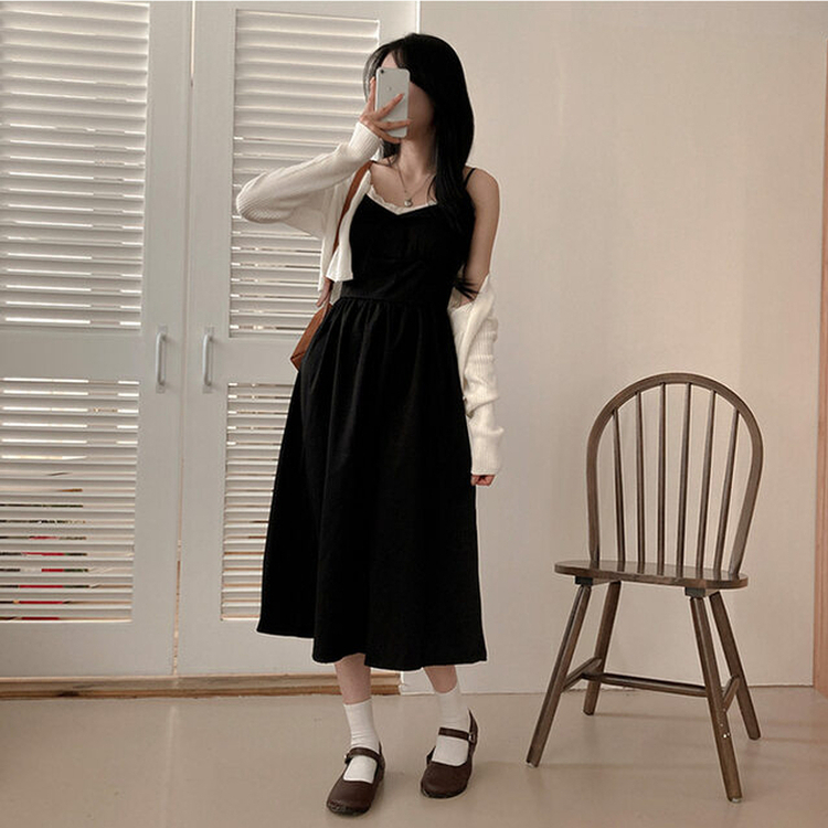 リボンフリルワンピース BLACK
