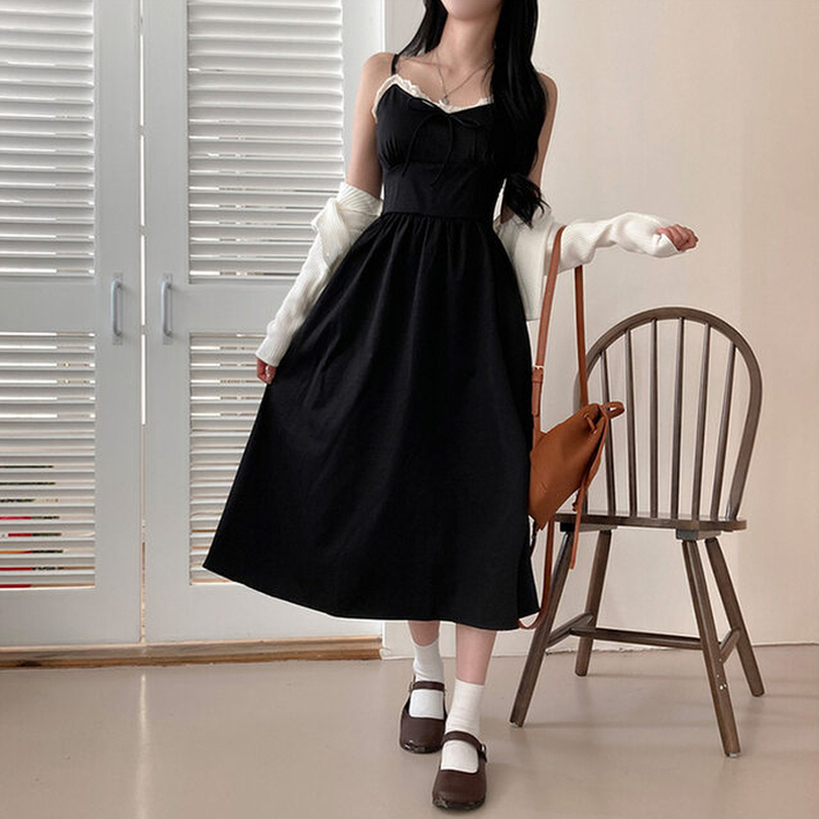 リボンフリルワンピース BLACK