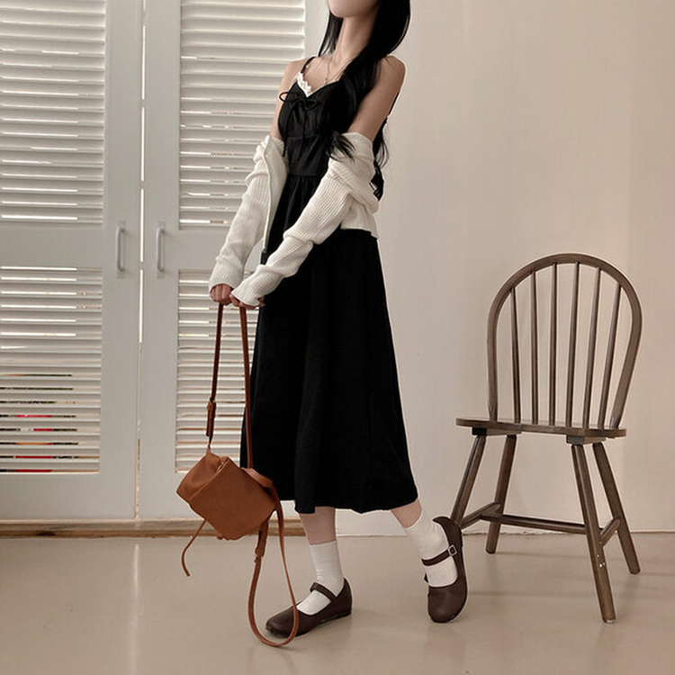 リボンフリルワンピース BLACK