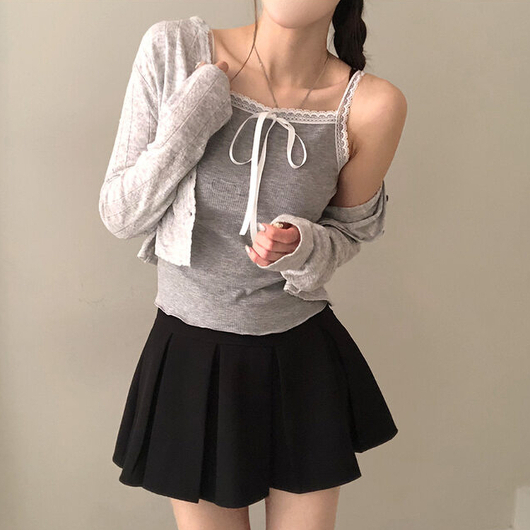 レースリボンキャミソール GREY
