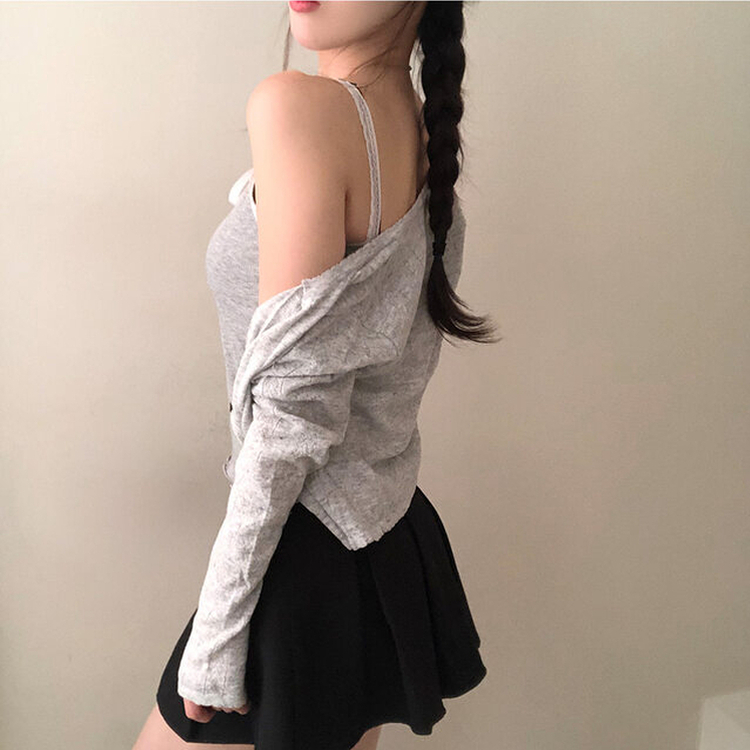 レースリボンキャミソール GREY