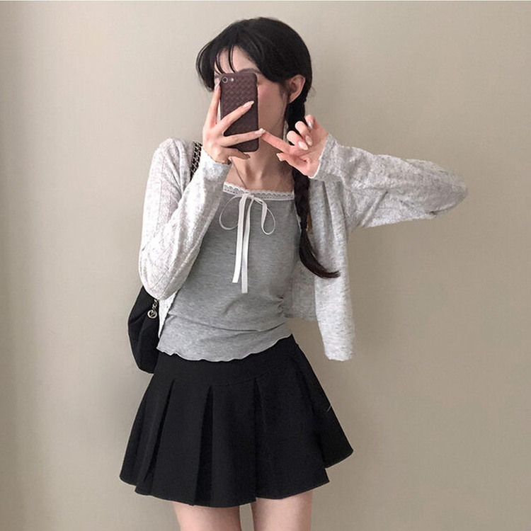 レースリボンキャミソール GREY