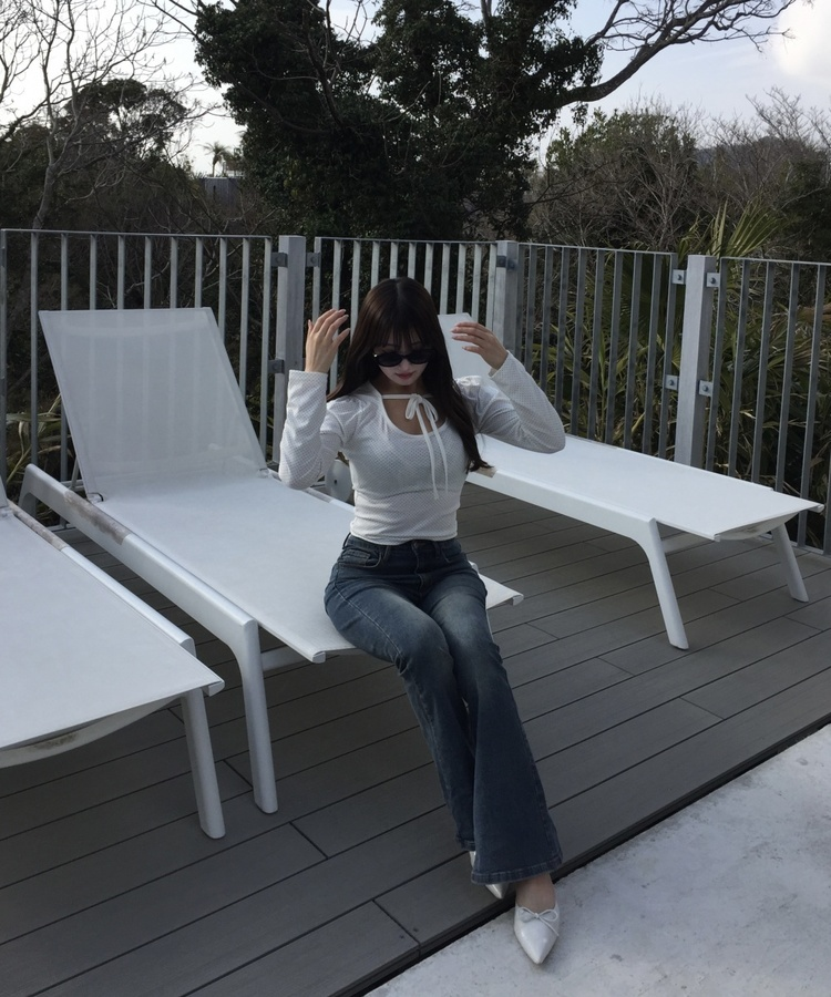 엔젤 도트 리본 긴팔티 화이트