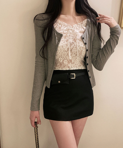 【ベルト付き】ロエルミニスカートパンツ BLACK