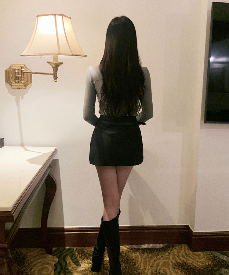 【ベルト付き】ロエルミニスカートパンツ BLACK