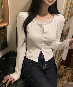 カーディガン レースレイヤードカーディガン IVORY